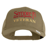 United States Marines Semper Fi Veteran Embroidered Solid Cotton Twill Mesh Prostyle Cap - Khaki OSFM