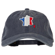 France Flag Map Embroidered Washed Cotton Twill Cap