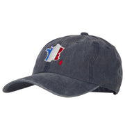 France Flag Map Embroidered Washed Cotton Twill Cap