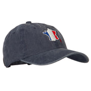 France Flag Map Embroidered Washed Cotton Twill Cap