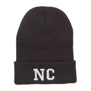 NC North Carolina Embroidered Long Beanie