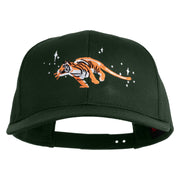 Star Light Running Tiger Embroidered Solid Cotton Twill Pro Style Cap - Dark Green OSFM