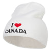 I Love Canada Embroidered Short Beanie