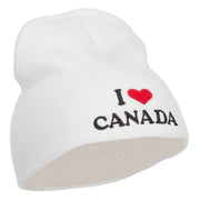 I Love Canada Embroidered Short Beanie