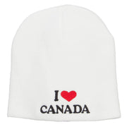 I Love Canada Embroidered Short Beanie