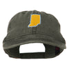 Indiana State Map Embroidered Washed Cotton Cap