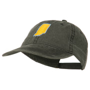 Indiana State Map Embroidered Washed Cotton Cap