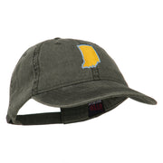 Indiana State Map Embroidered Washed Cotton Cap