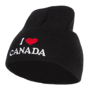 I Love Canada Embroidered Short Beanie