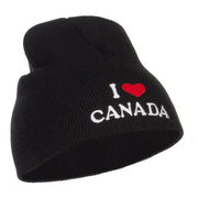 I Love Canada Embroidered Short Beanie