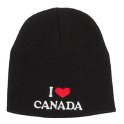 I Love Canada Embroidered Short Beanie