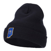 Indiana State Flag Map Embroidered Long Beanie