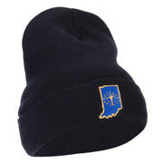 Indiana State Flag Map Embroidered Long Beanie