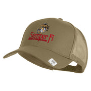 United States Marines Semper Fi Emblem Embroidered Solid Cotton Twill Mesh Prostyle Cap - Khaki OSFM