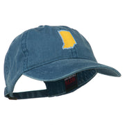 Indiana State Map Embroidered Washed Cotton Cap