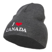 I Love Canada Embroidered Short Beanie