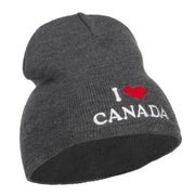 I Love Canada Embroidered Short Beanie