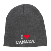 I Love Canada Embroidered Short Beanie