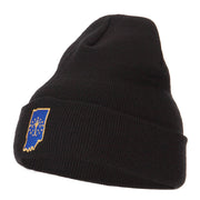 Indiana State Flag Map Embroidered Long Beanie