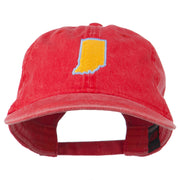 Indiana State Map Embroidered Washed Cotton Cap