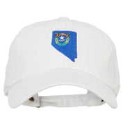 Nevada State Flag Map Embroidered Unstructured Washed Cap