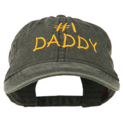 Number One Daddy Embroidered Washed Cotton Cap