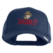 United States Marines Semper Fi Emblem Embroidered Solid Cotton Twill Mesh Prostyle Cap - Navy OSFM
