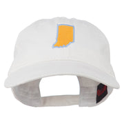 Indiana State Map Embroidered Washed Cotton Cap