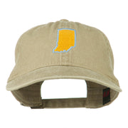 Indiana State Map Embroidered Washed Cotton Cap