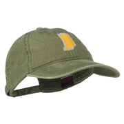 Indiana State Map Embroidered Washed Cotton Cap