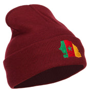 Senegal Flag Map Embroidered Long Beanie