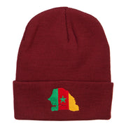 Senegal Flag Map Embroidered Long Beanie