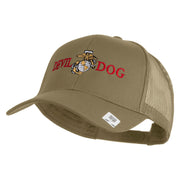Devil Dog Embroidered Solid Cotton Twill Mesh Prostyle Cap - Khaki OSFM