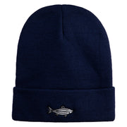 Zebra Danios Embroidered 12 inch Acrylic Blank Cuff Long Beanie - Navy OSFM