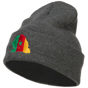 Senegal Flag Map Embroidered Long Beanie