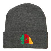 Senegal Flag Map Embroidered Long Beanie