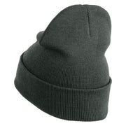 Zebra Danios Embroidered 12 inch Acrylic Blank Cuff Long Beanie - Charcoal OSFM