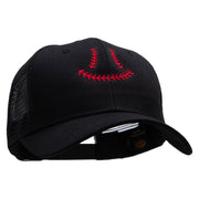 Baseball Smile  Embroidered Solid Cotton Prostyle Twill Mesh Cap