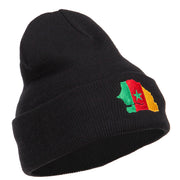 Senegal Flag Map Embroidered Long Beanie