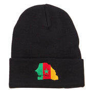 Senegal Flag Map Embroidered Long Beanie