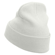 Taurus Astrology Embroidered 12 Inch Long Knitted Beanie - White OSFM