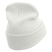 Taurus Astrology Embroidered 12 Inch Long Knitted Beanie - White OSFM