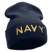 Licensed Navy Embroidered Long Knitted Beanie Made in USA