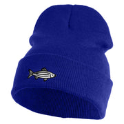 Zebra Danios Embroidered 12 inch Acrylic Blank Cuff Long Beanie - Royal OSFM
