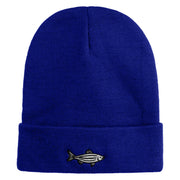 Zebra Danios Embroidered 12 inch Acrylic Blank Cuff Long Beanie - Royal OSFM