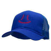 Baseball Smile  Embroidered Solid Cotton Prostyle Twill Mesh Cap