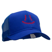 Baseball Smile  Embroidered Solid Cotton Prostyle Twill Mesh Cap