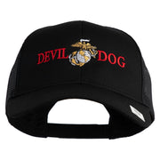 Devil Dog Embroidered Solid Cotton Twill Mesh Prostyle Cap - Black OSFM