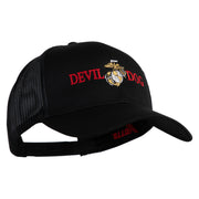 Devil Dog Embroidered Solid Cotton Twill Mesh Prostyle Cap - Black OSFM