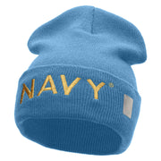 Licensed Navy Embroidered Long Knitted Beanie Made in USA